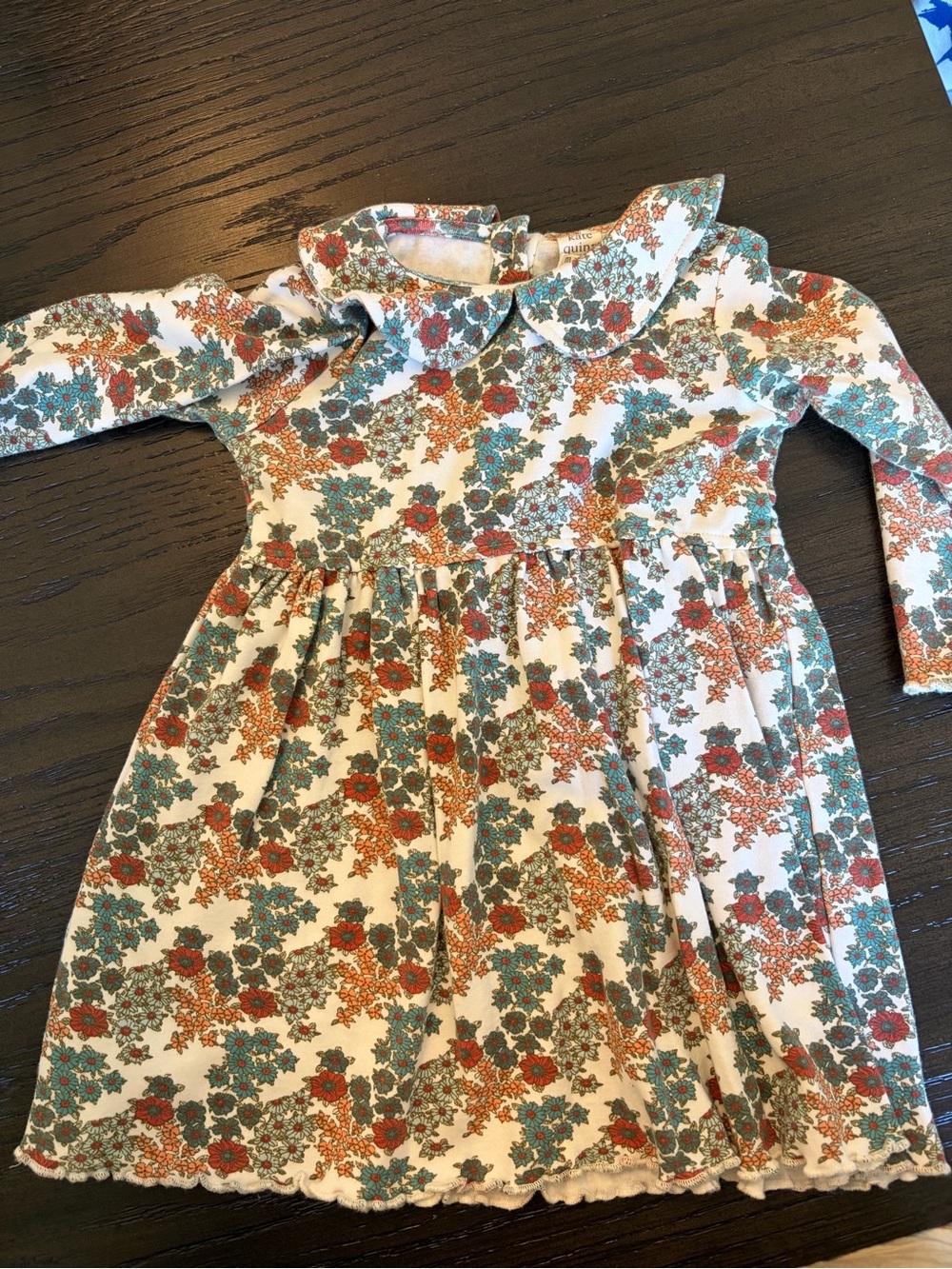 kate quinn Cream Floral Dress with Rust & Teal Accents